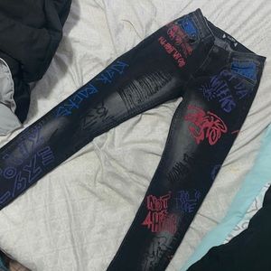 Blue Topic Graphic Jeans